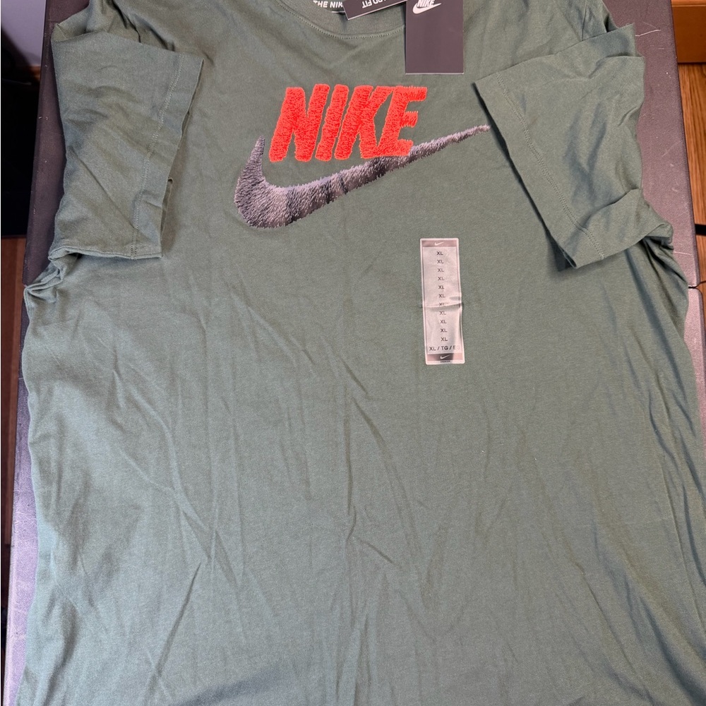 Nike Men's Olive Tee with Red Logo